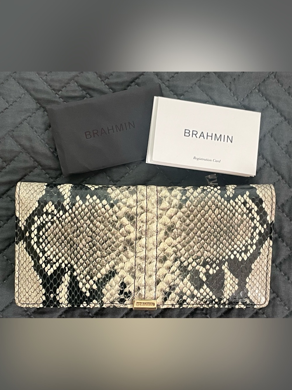 Brahmin Ady Wallet Caviar Felix Snake Print Leather Classic Luxury Sophisticated - Picture 12 of 15